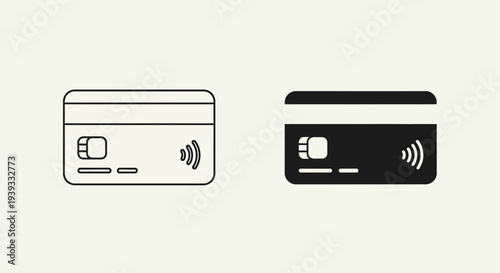 Credit Card Icon – Bank Payment Card Vector Illustration