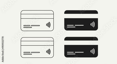 Credit Card Icon – Bank Payment Card Vector Illustration