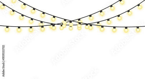 Set of yellow string lights vector