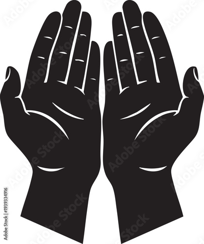 Set of human hand gestures and palm silhouettes in black and white vector illustration featuring rubber work gloves with fingers and thumb signs isolated for protection concepts