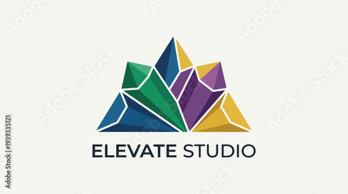 A bold representation of mountain peaks in various colors, symbolizing creativity and aspiration, ideal for brands focused on adventure, exploration, and artistic expression.