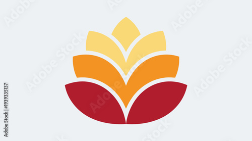 An elegant abstract floral design, featuring warm-colored shapes that represent petals and leaves, creating a harmonious composition evoking feelings of growth and nature.