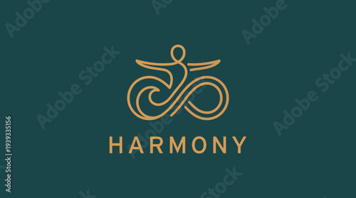 This image features a sleek, modern logo for a brand called Harmony, emphasizing cycling with flowing lines and a harmonious design that conveys movement and energy.