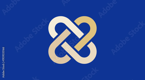 A minimalist design featuring intertwined circles in light colors symbolizes unity, eternity, and connectedness, making it ideal for logos and brand identities.