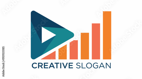 A visually appealing graphic illustrating a progress graph alongside a play button symbolizes growth and creativity in business strategy and marketing projects.