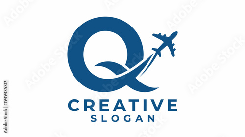 A sleek logo featuring the letter 'Q' with an airplane silhouette captures the essence of travel, movement, and adventure, suggesting exploration and communication in aviation.