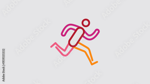 This image captures the essence of movement through an abstract outline of a running figure, employing a vibrant array of colors that evoke energy and vitality.