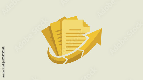 This image features a stylized stack of documents with an upward arrow, symbolizing efficiency, growth, and the importance of organized paperwork in a digital age.