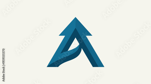 This abstract design features an arrow integrated with a flowing river shape, illustrating concepts of direction, movement, and natural flow, ideal for brands focused on guidance and progress.