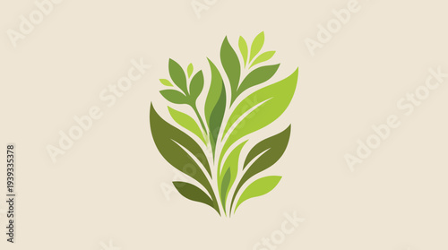 An elegant depiction of various green leaves together creates a vibrant and fresh appearance, ideal for designs conveying growth, revitalization, or ecological themes.