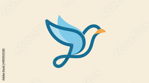 This image showcases a stylized bird in soothing blue tones, symbolizing freedom, peace, and creativity, suitable for branding that aims to evoke feelings of tranquility and liberty.