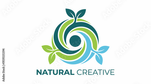 This captivating logo represents a swirl of leaves and water, embodying the idea of natural creativity and flow, which makes it perfect for eco-friendly brands or initiatives.