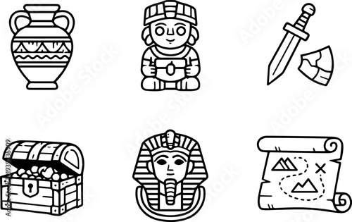 Ancient treasure egypt mystic artifact icons