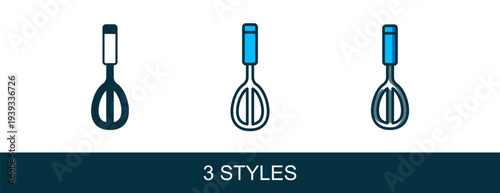 Filled outline Kitchen whisk icon isolated on white background. Cooking utensil, egg beater. Cutlery sign. Food mix symbol. Vector