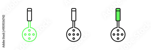 Set line Spatula icon isolated on white background. Kitchen spatula icon. BBQ spatula sign. Barbecue and grill tool. Vector
