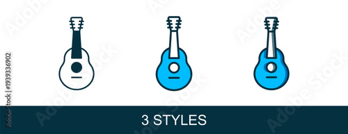 Filled outline Guitar icon isolated on white background. Acoustic guitar. String musical instrument. Vector