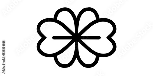 Four-leaf clover symbol, minimalist design, black outline on white background, icon
