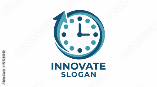 A modern clock graphic with an arrow indicating progress, conveying a message of effective time management and innovation, ideal for business and technology branding.