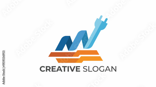This modern logo design illustrates a dynamic graph along with an electric plug, representing growth, innovation, energy, and connectivity, perfect for technology or finance.