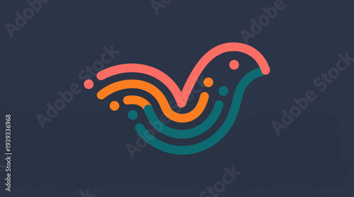 A vibrant bird design created with colorful lines and patterns, symbolizing joy, creativity, and freedom, ideal for artistic projects or nature-themed branding.