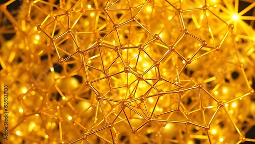 reforming. Abstract golden lattice structure distorting and reforming under pressure, glowing energy. STEM education sheets.