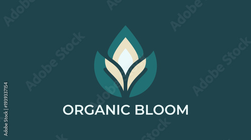 This image features a stylized logo for 'Organic Bloom' with a vibrant leaf design, representing nature, growth, and sustainability in a modern aesthetic.
