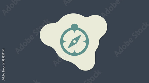 This modern compass icon design depicts guidance and exploration, combining a simplistic aesthetic with vibrant colors, representing adventure and direction in a creative way.