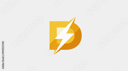 This vibrant logo showcases the letter 'D' integrated with a dynamic energy bolt, symbolizing speed, power, and innovation, perfect for technology and energy-related brands.