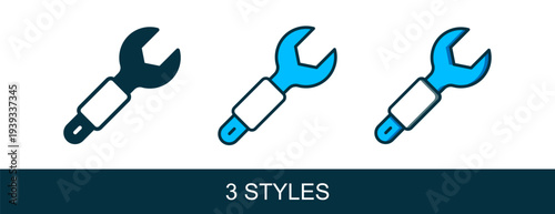 Filled outline Wrench spanner icon isolated on white background. Spanner repair tool. Service tool symbol. Vector