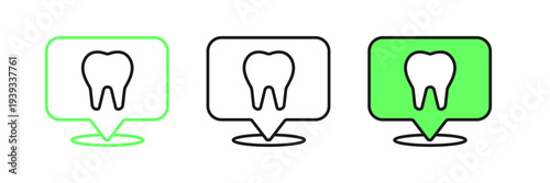 Set line Dental clinic location icon isolated on white background. Vector
