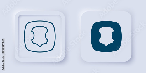 Filled and outline Leather icon isolated on grey background. Square button. Vector