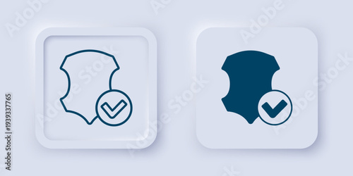 Filled and outline Leather icon isolated on grey background. Square button. Vector
