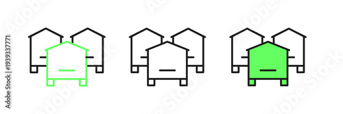 Set line Hive for bees icon isolated on white background. Beehive symbol. Apiary and beekeeping. Sweet natural food. Vector