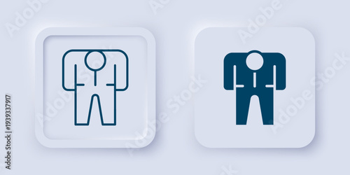 Filled and outline Beekeeper costume icon isolated on grey background. Special protective uniform. Square button. Vector
