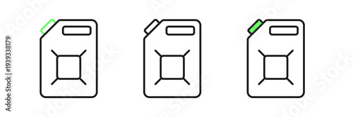 Set line Canister for gasoline icon isolated on white background. Diesel gas icon. Vector
