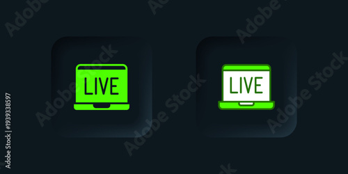 Green Online poker table game icon isolated on black background. Online casino. Black square button. Vector