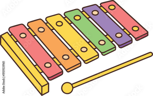Colorful Xylophone Musical Instrument Concept. Xylophone Music Learning Instrument. Kids Xylophone Music Education Theme. Wooden Xylophone Musical Instrument Concept. Xylophone Music Classroom