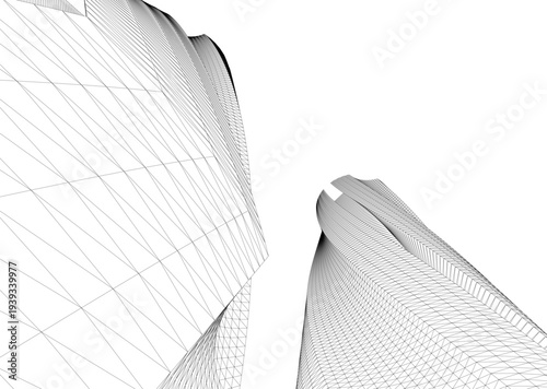 Abstract architectural building vector 3d illustration