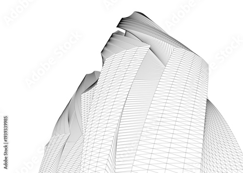 Abstract architectural building vector 3d illustration