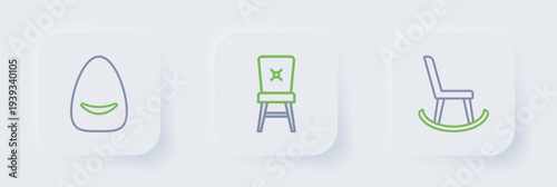 Set line Armchair, Chair and Pouf icon. Vector
