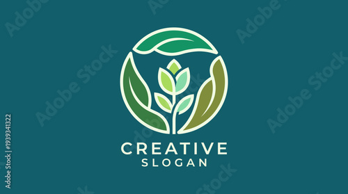 A minimalist eco-themed logo with a green color scheme showcasing leaves and growth elements, ideal for environmental brands, products, and initiatives.