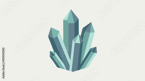 A striking geometric representation of a crystal cluster, showcasing sharp, multifaceted peaks in soothing blue tones, ideal for abstract and nature-inspired designs.