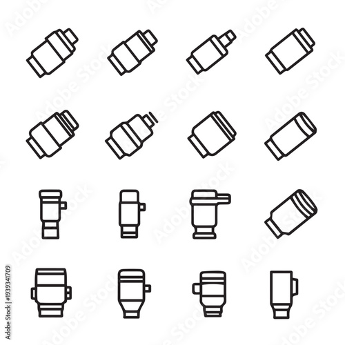Camera Lens Icons Set Various Lens Types Graphic Design Elements