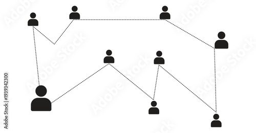 user journey map, people network connection, social network icon, team collaboration symbol, community link illustration, connected people group, social media networking.