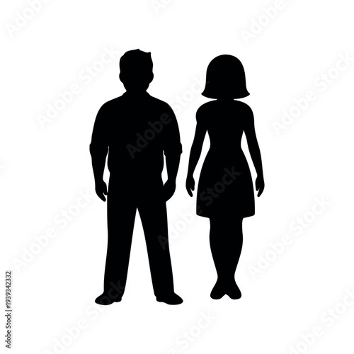 Man and woman silhouette vector flat illustration design.