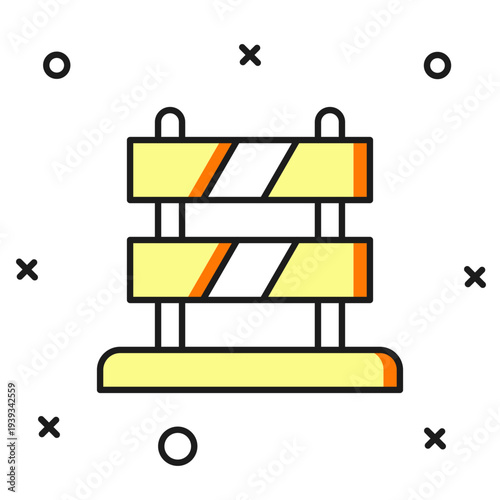 Filled outline End of railway tracks icon isolated on white background. Stop sign. Railroad buffer end to destination. Flat filled outline style with shadow. Vector