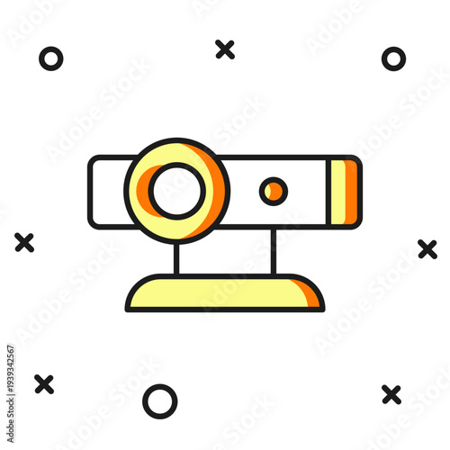 Filled outline Web camera icon isolated on white background. Chat camera. Webcam icon. Flat filled outline style with shadow. Vector