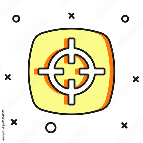 Filled outline Target sport icon isolated on white background. Clean target with numbers for shooting range or shooting. Flat filled outline style with shadow. Vector