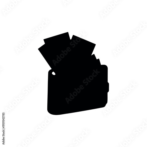 Wallet with money silhouette vector flat illustration design.