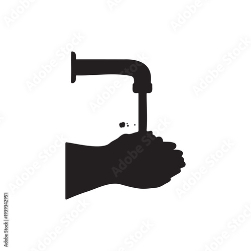 Washing hands with soap silhouette vector flat illustration design.